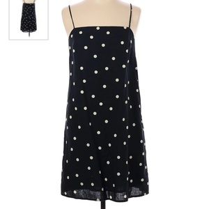 Polka dot linen blend mini dress